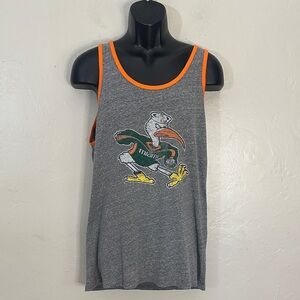 Original Retro Brand Miami Hurricanes Gray Tank Top with Orange Trim